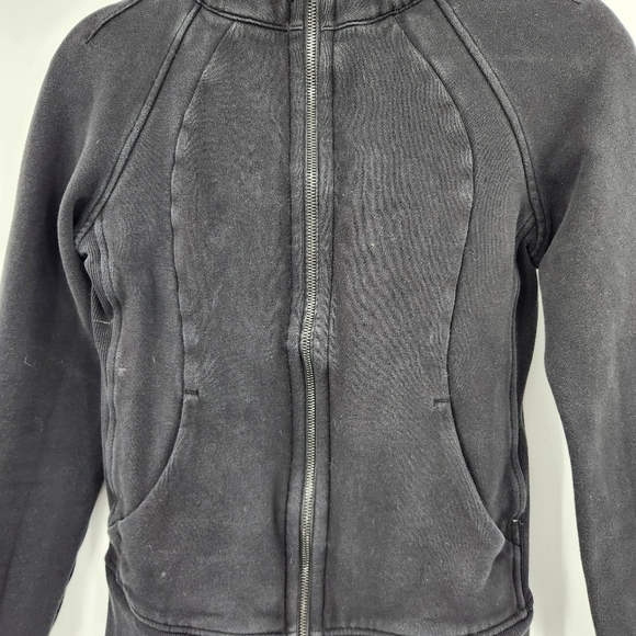 Lululemon Scuba Full Zip Hoodie Jacket Womens Size 4 Black Cotton Fleece *faded* - Picture 2 of 7